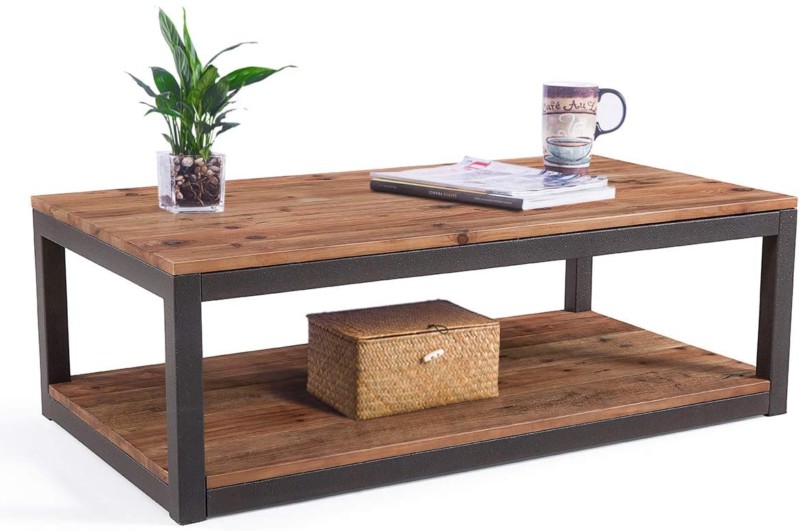 1. Care Royal Farmhouse Coffee Table with Storage Shelf