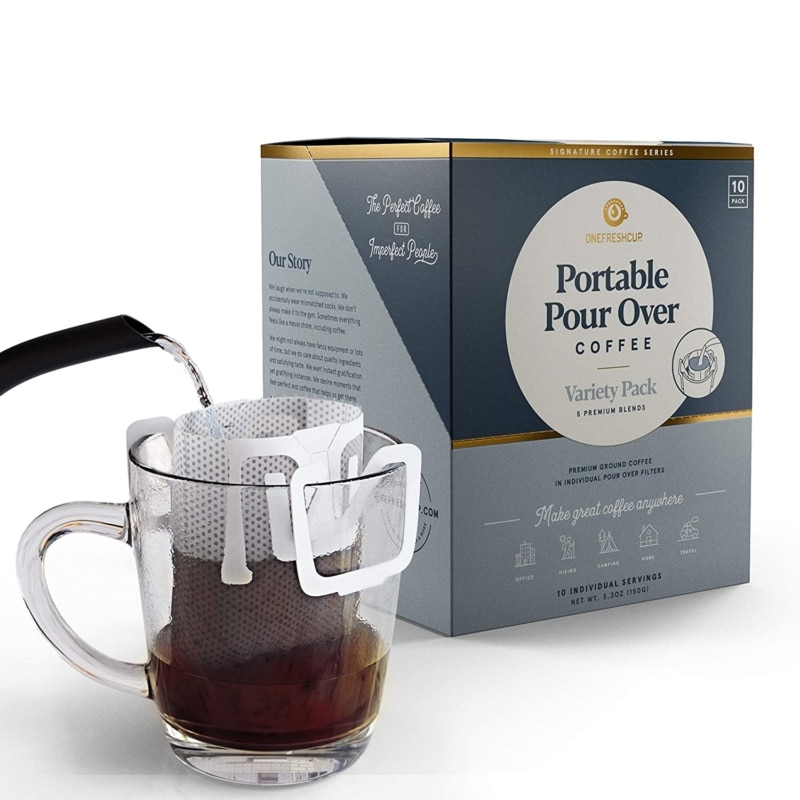 2. One Fresh Cup Coffee - Single Serve Portable Pour Over Drip Coffee