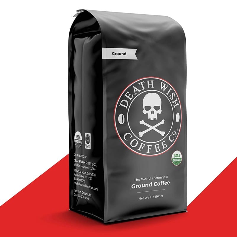 2. DEATH WISH COFFEE Dark Roast Coffee Grounds - World's Strongest Coffee