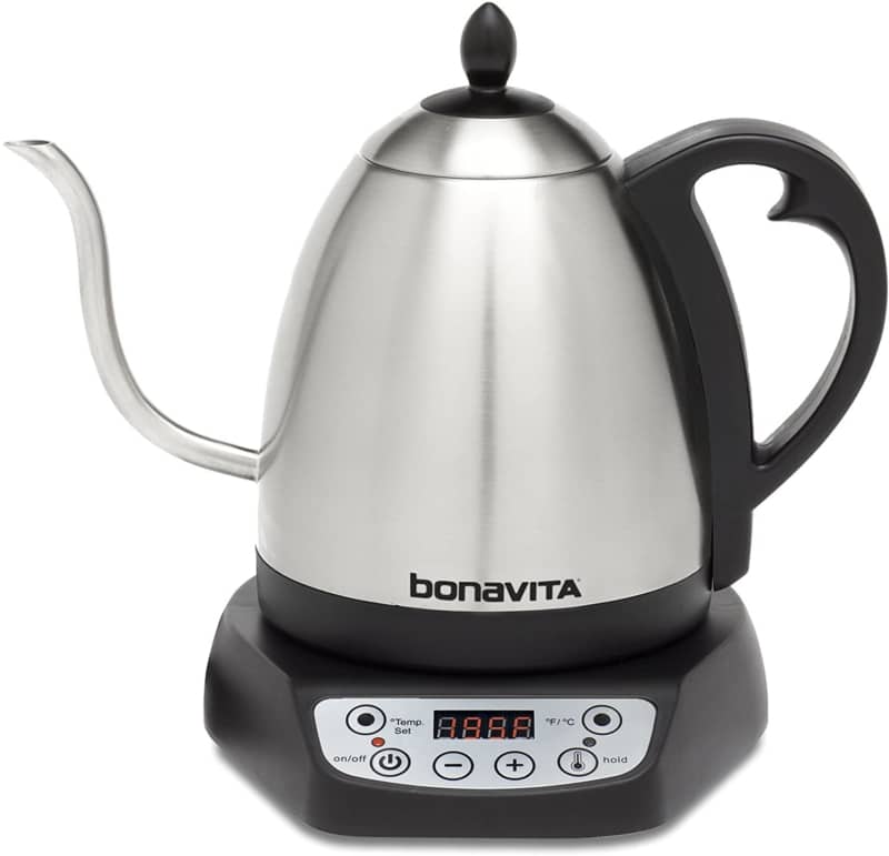 1. Bonavita 1.0L Variable Temperature Electric Kettle, 1.0 Liters, Metallic