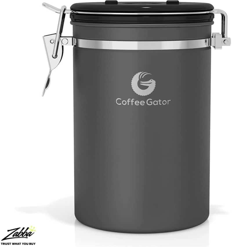 1. Huge Gray Layered Stainless Steel Coffee Gator Coffee Canister 