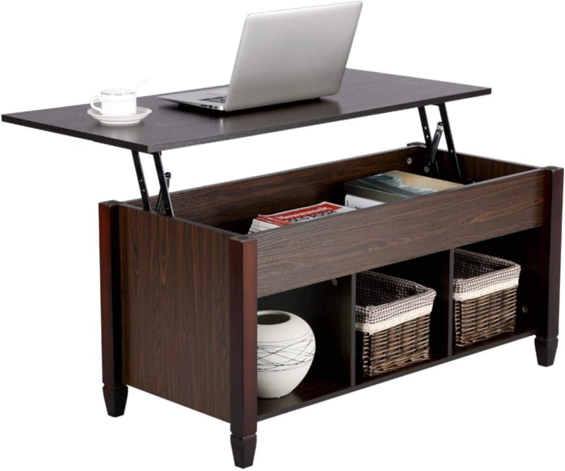 10. YAHEETECH Lift Top Coffee Table with Hidden Storage