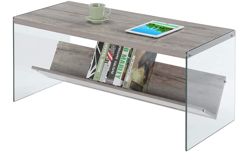 11. Sandstone Convenience Concepts Coffee Table with Glass Legs