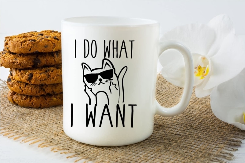15. I Do What I Want Ceramic Coffee Mugs - For Catlovers  