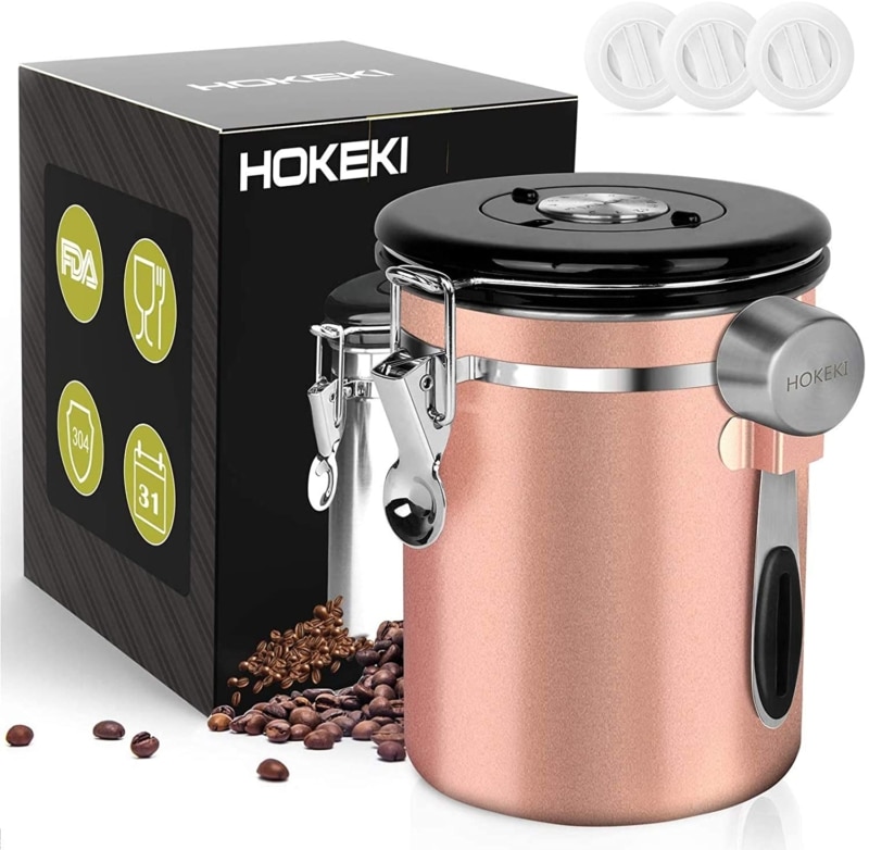 2. Rose Gold HOKEKI Coffee Canister