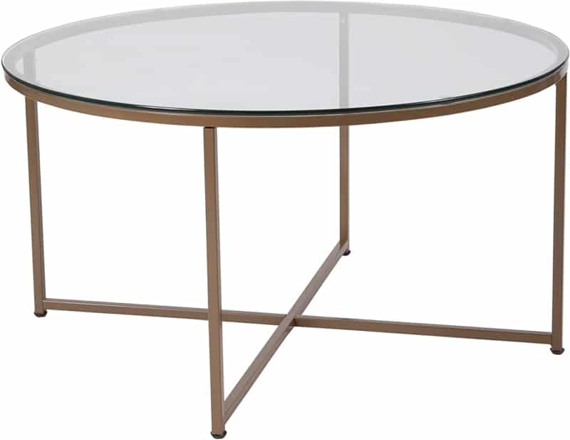 2. Small Matte Gold Frame Flash Furniture Glass Coffee Table 