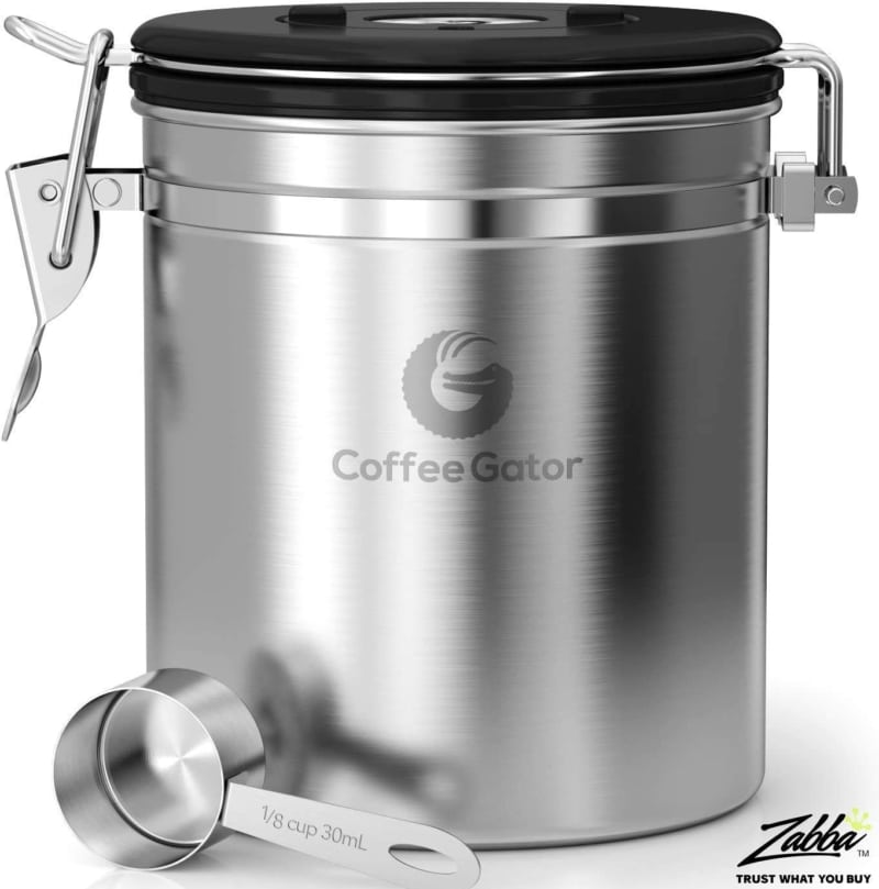 4. Medium Silver Stainless Steel Coffee Gator Coffee Canister 