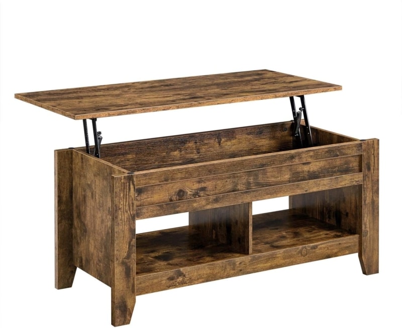 5. YAHEETECH Modern Lift-Top Coffee Table (Rustic Brown)  