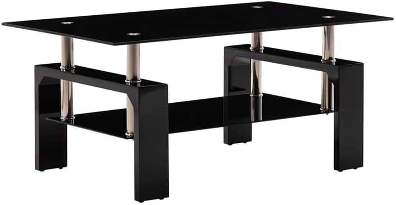 5. Artist Hand Rectangle Black Glass Coffee Table