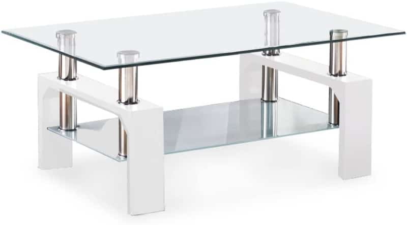 6. Mecor Rectangular Glass Coffee Table with MDF Legs 