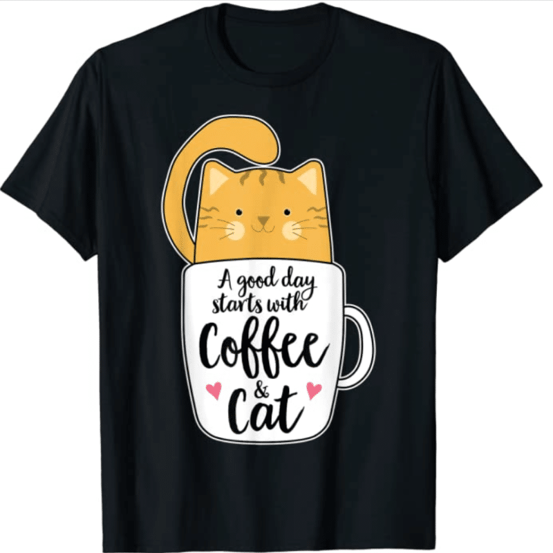 8. Lovely Big Cat Coffee Mug Gifts & Tees Ben T-shirt for Caffeine Lovers 