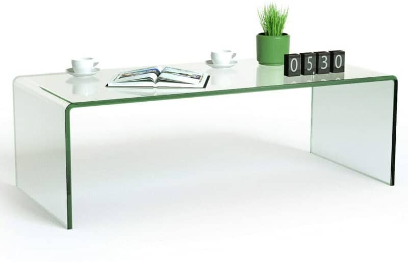 9. Tangkula Entire Transparent Glass Coffee Table 