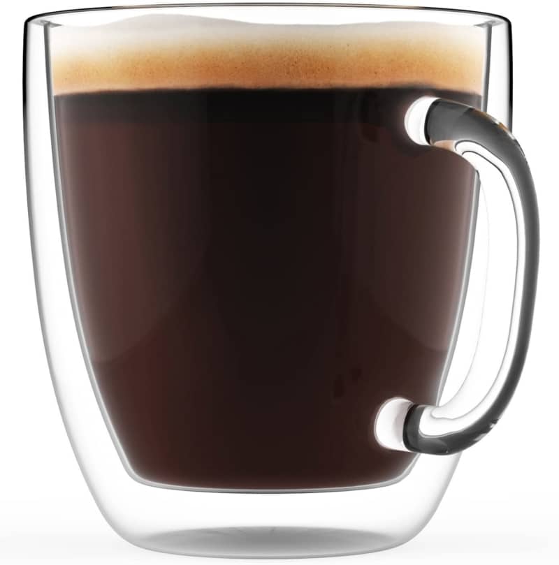 5. Large Coffee Mugs, Double Wall Glass Set of 2  (16 oz)