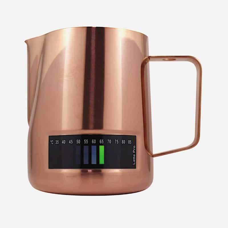 4. Andronicas Latte Pro Stainless Steel Milk Jug with Thermometer 