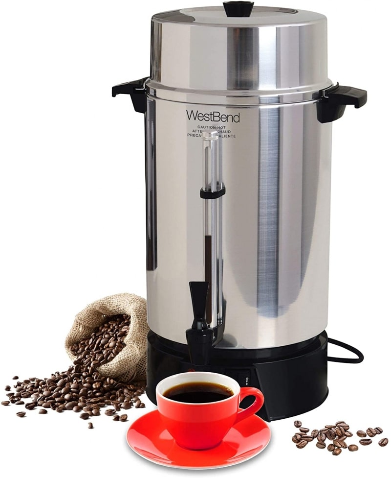 10. West Bend Highly Polished Aluminum Commercial Coffee Urn