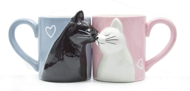 5. Kiss Cat Coffee Couple Handmade Mug