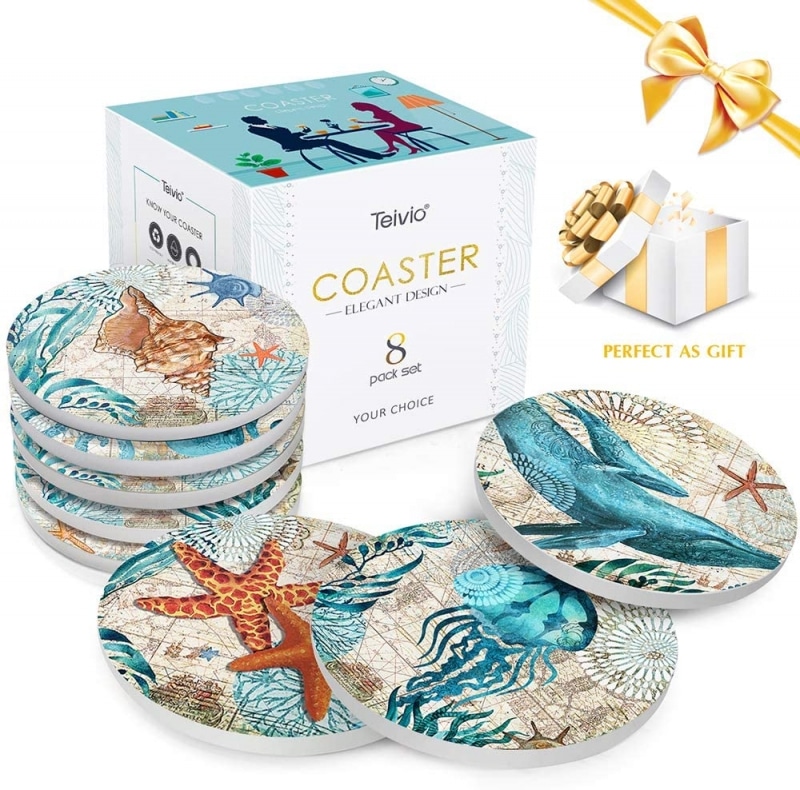4. Teivio Store Ocean Life Coasters