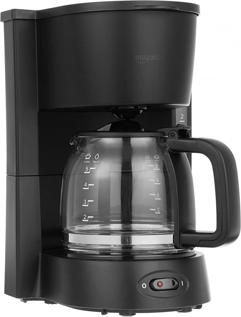 5. Amazon Basics 5 Cup Drip Coffeemaker with Glass Carafe 