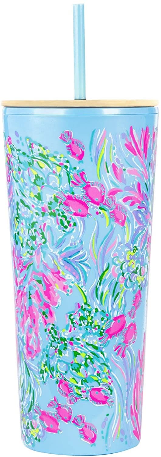 5. Lilly Pulitzer Pink/Blue Double Wall Tumbler  