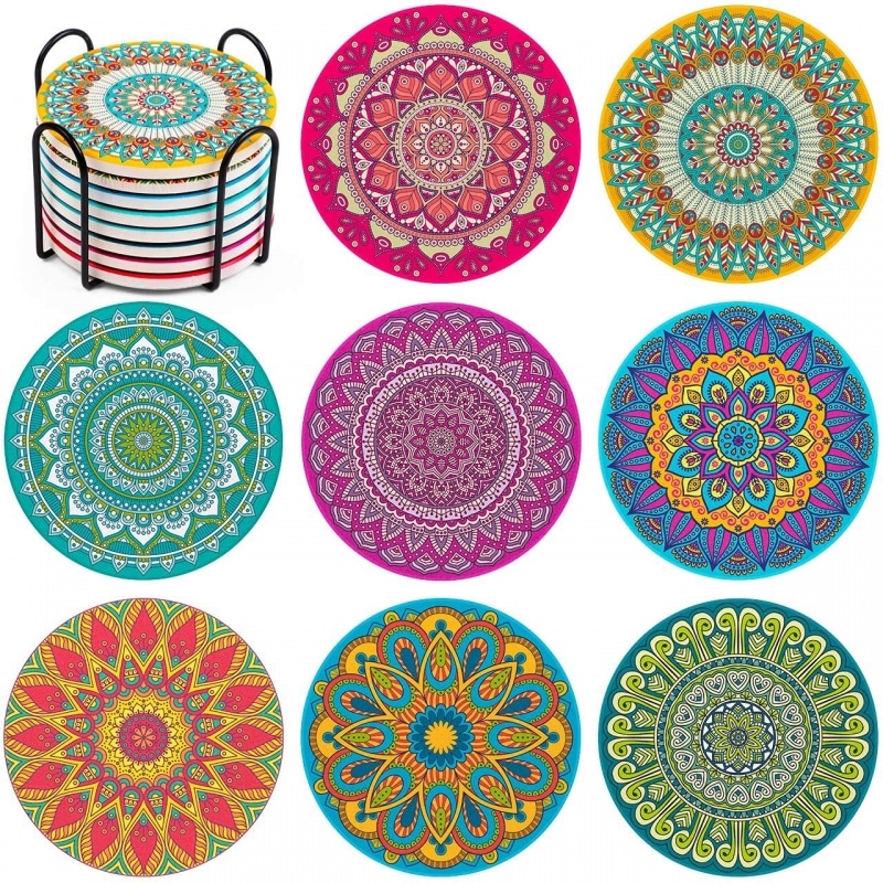 6.  InnoGear Colorful Round Coasters