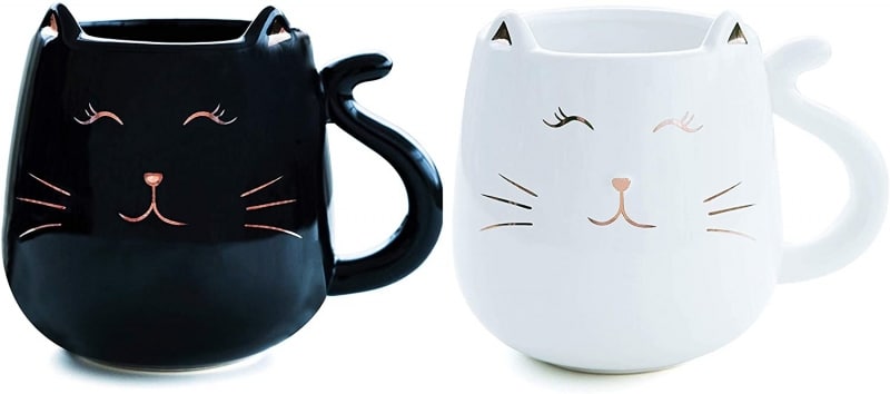 10. Kafil Ceramic Cat Coffee Mug Set