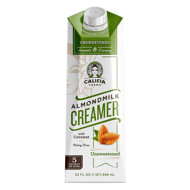 7. Califia Farms Unsweetened Almond Milk Coffee Creamer with Coconut Cream 