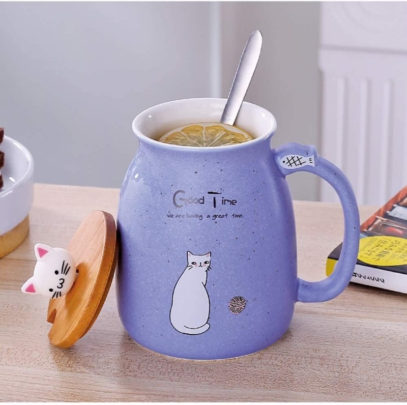 9. Cat Cute Ceramic Coffee Cup