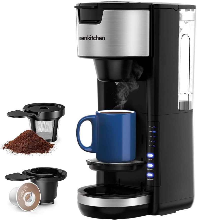 8. Bonsenkitchen Coffee Maker For K Cup Pod & Coffee Ground 