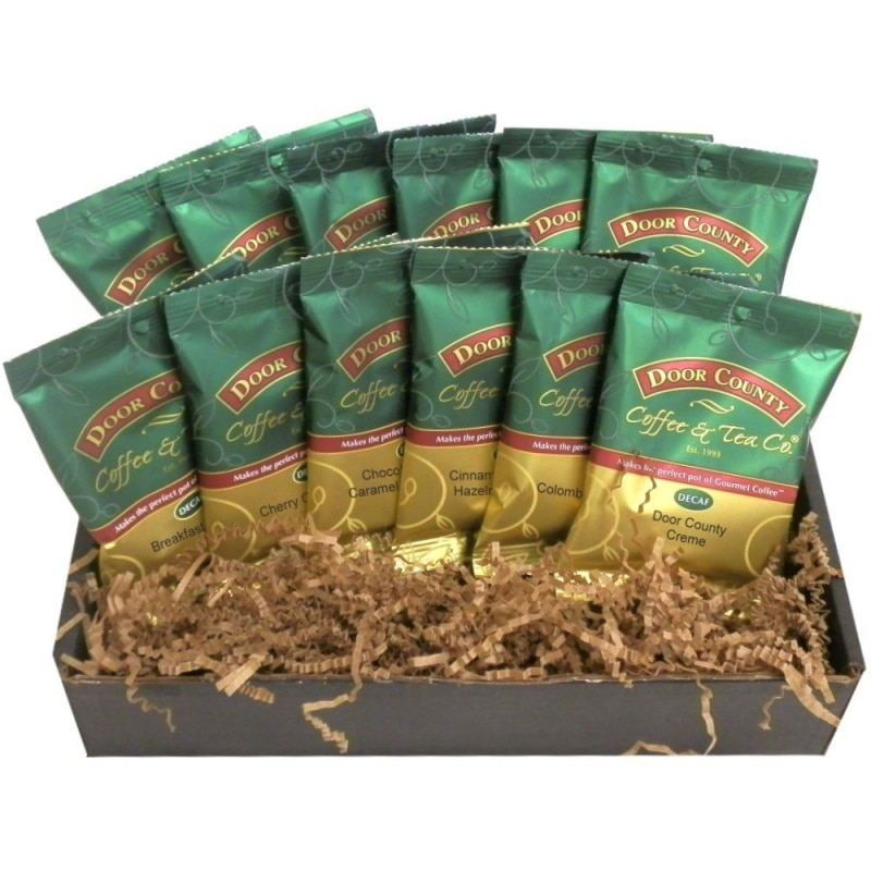 8. Door County Coffee Best Sellers Classic Decaf 12-Pack Gift Set