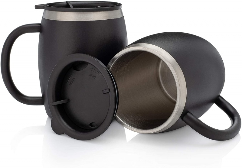 2. Avito Stainless Steel Coffee Mugs with Lids  