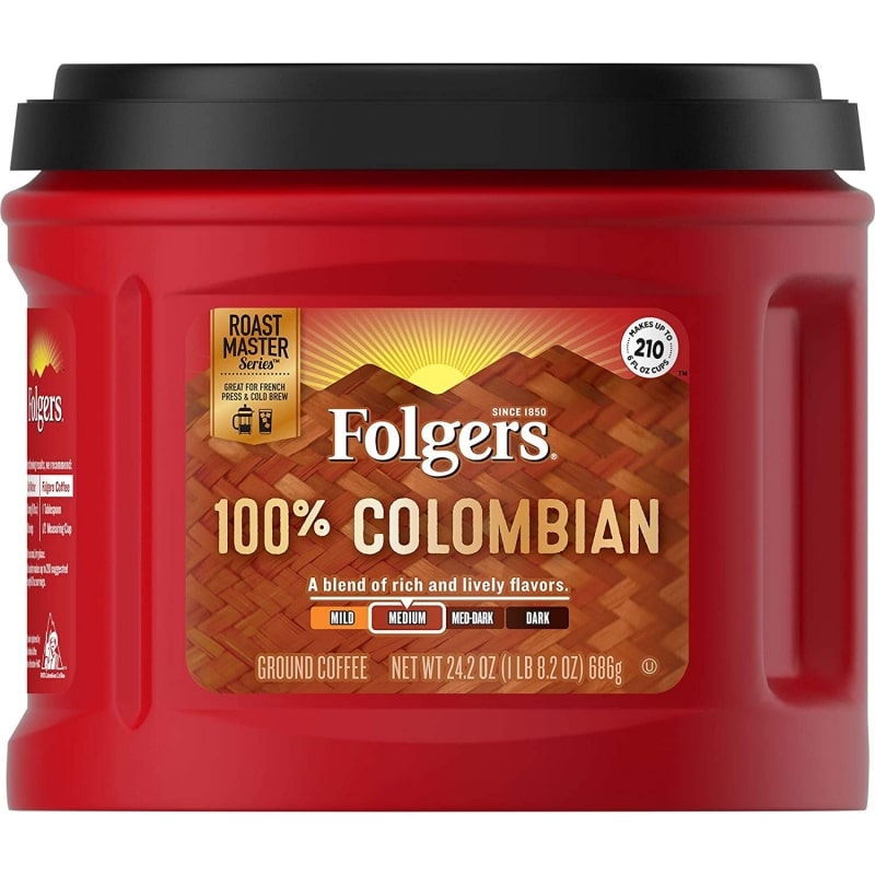 10. Folgers 100% Colombian Ground Coffee 