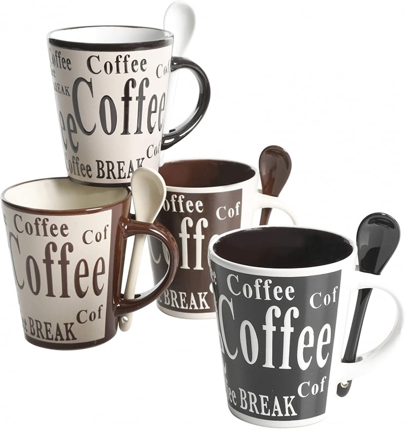 4. Mr. Coffee Bareggaio 8 Pieces Mugs and Spoons Set