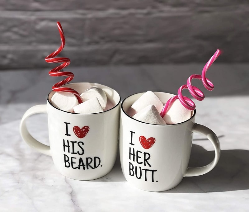 4. Triple Gifffted I Like His Beard Coffee Mugs For Couples