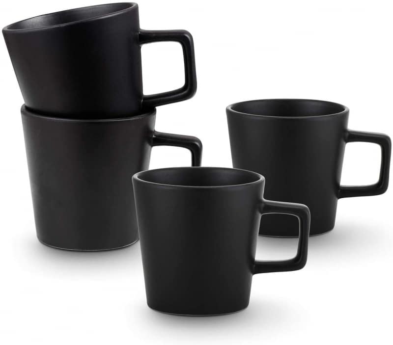 8. Matte Black Stone Lain Coffee Mugs Set