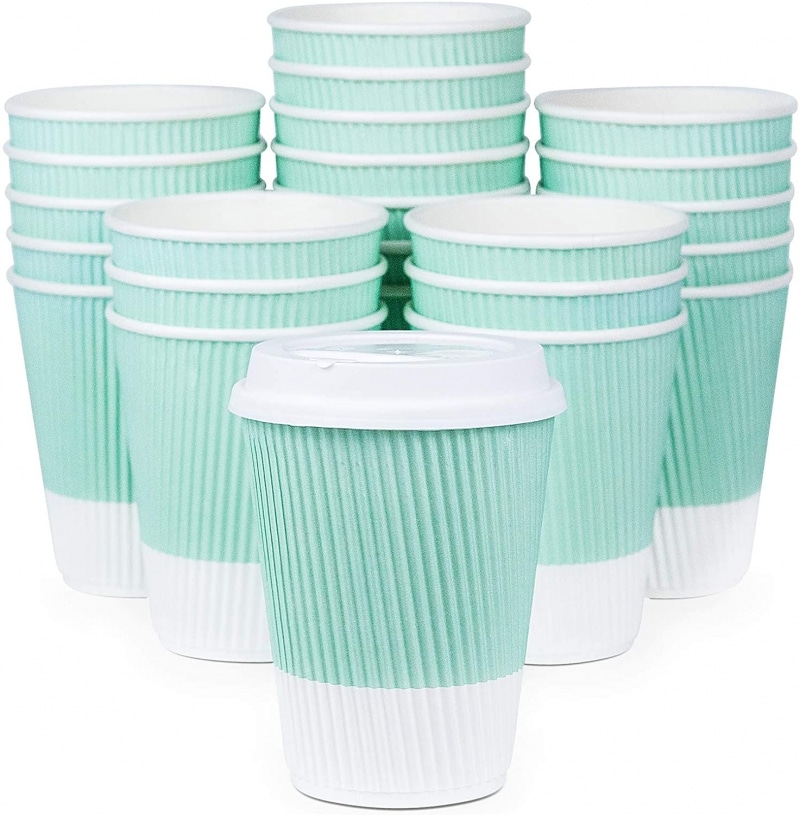 6. Glowcast Store Premium Disposable Coffee Cups With Lids