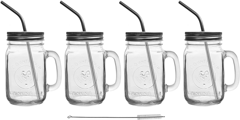 4. Mental Straws And Glass Handles Wide Mouth Jars From Brimley 