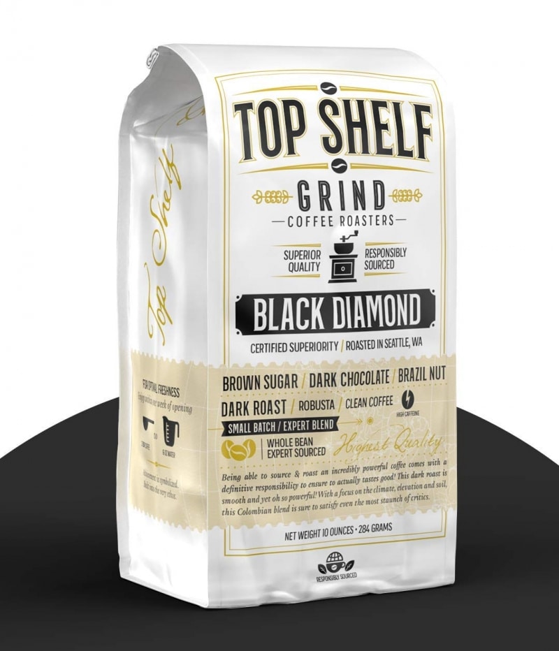 5. The Top Shelf Grind High Caffeine Black Coffee 