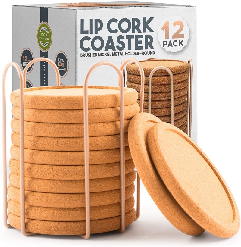 7. Decopom Lip Cork Coasters