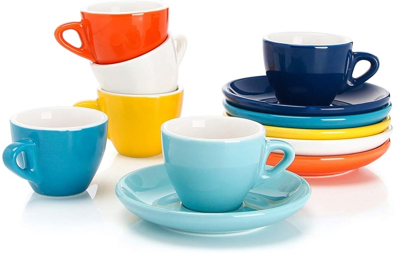 4. Sweese 401.002 Porcelain Espresso Cups with Saucers