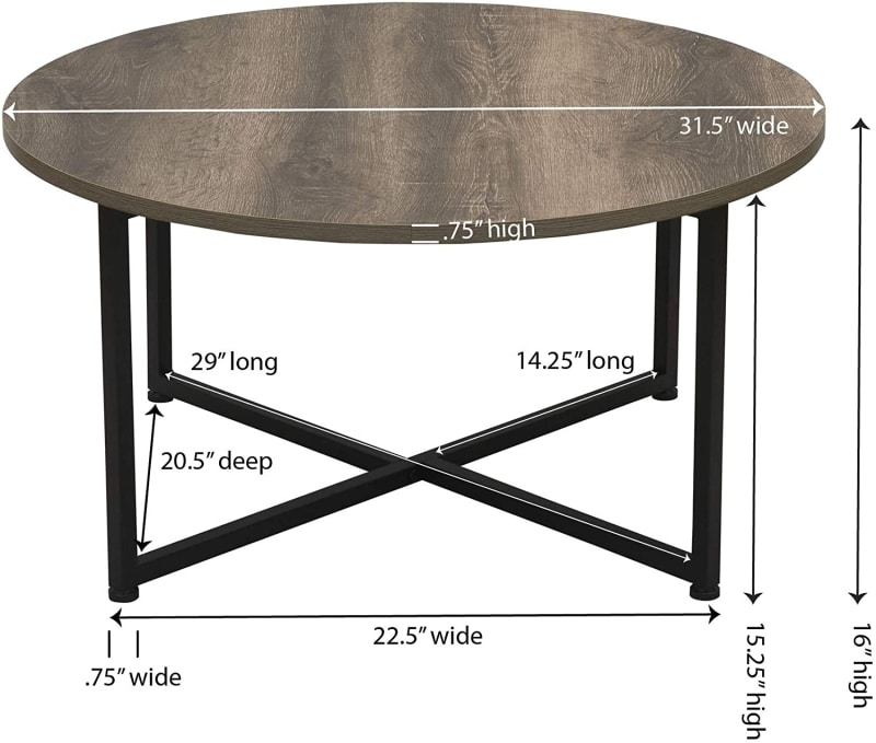 1. Grey Top Black Frame Ashwood Round Coffee Table 