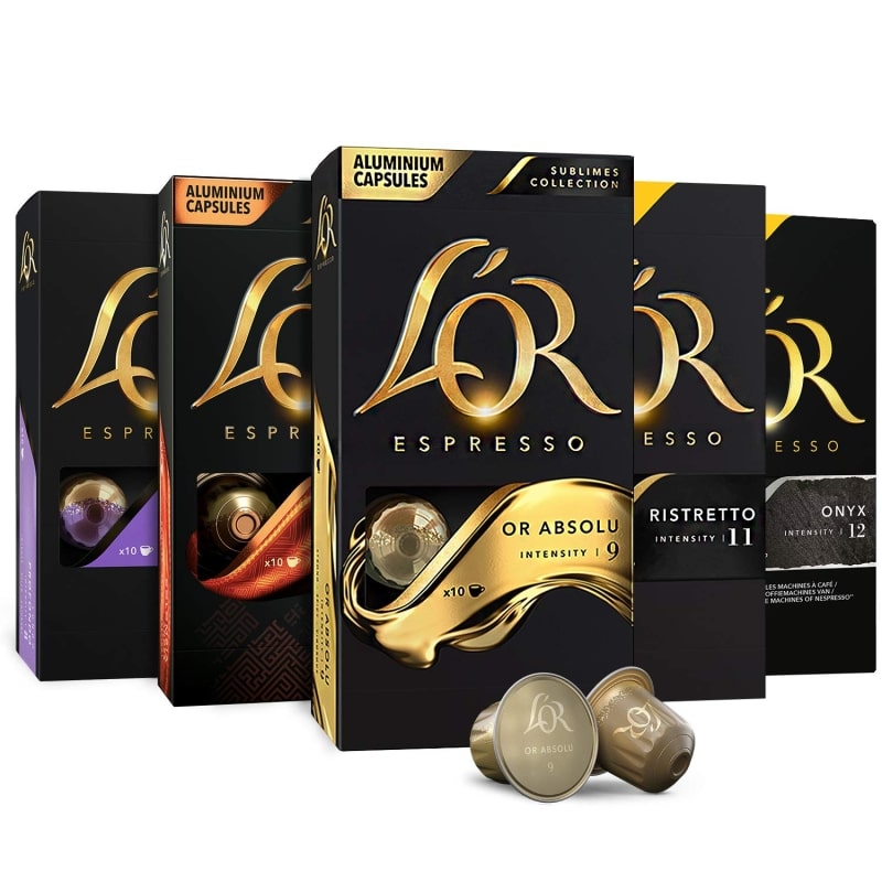 1. L'OR Espresso Capsules, 50 Pods Variety Pack 