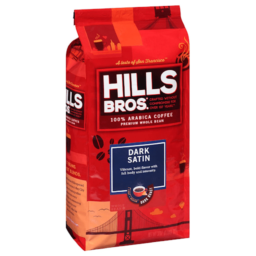 6. Hills Bros Dark Satin, Whole Beans, 32 oz 