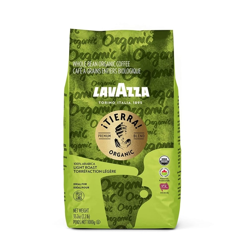 7. Lavazza Organic ¡Tierra! Whole Bean Coffee Blend 