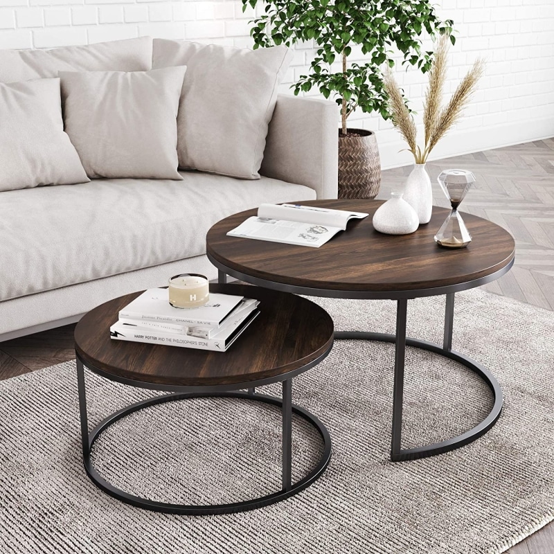 8. Nathan James Stella Round Modern Nesting Coffee 