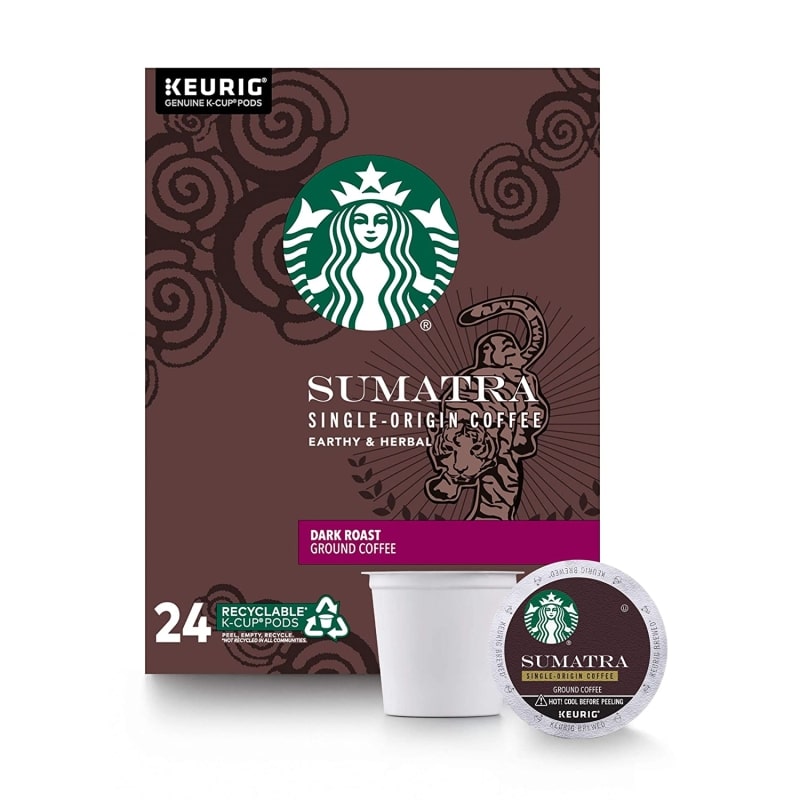 4. Starbucks Sumatra Dark Roast Single Cup Coffee for Keurig Brewers