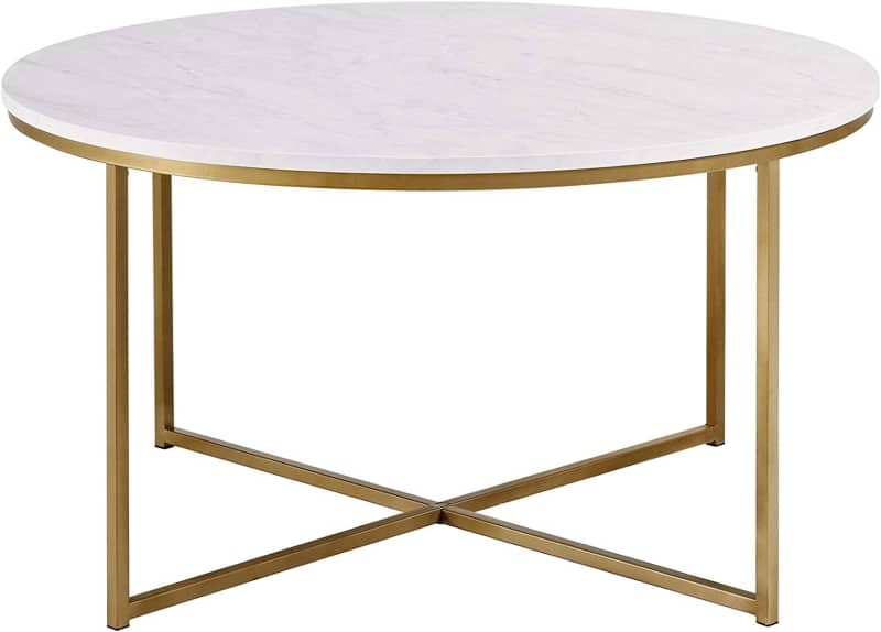 1. Walker Edison Cora Modern Round Faux Marble Coffee Table