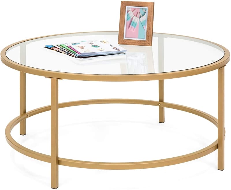 3. Best Choice Products 36in Modern Round Tempered Glass Accent Side Coffee Table  