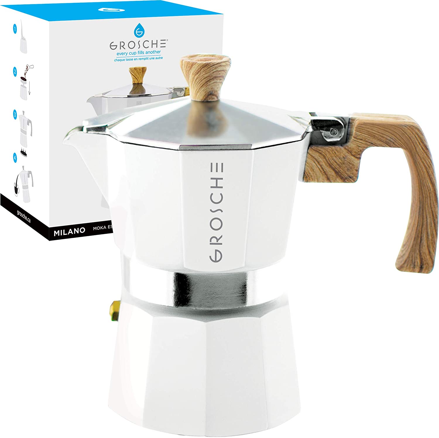 3. GROSCHE Milano Stovetop Espresso Maker Moka pot  