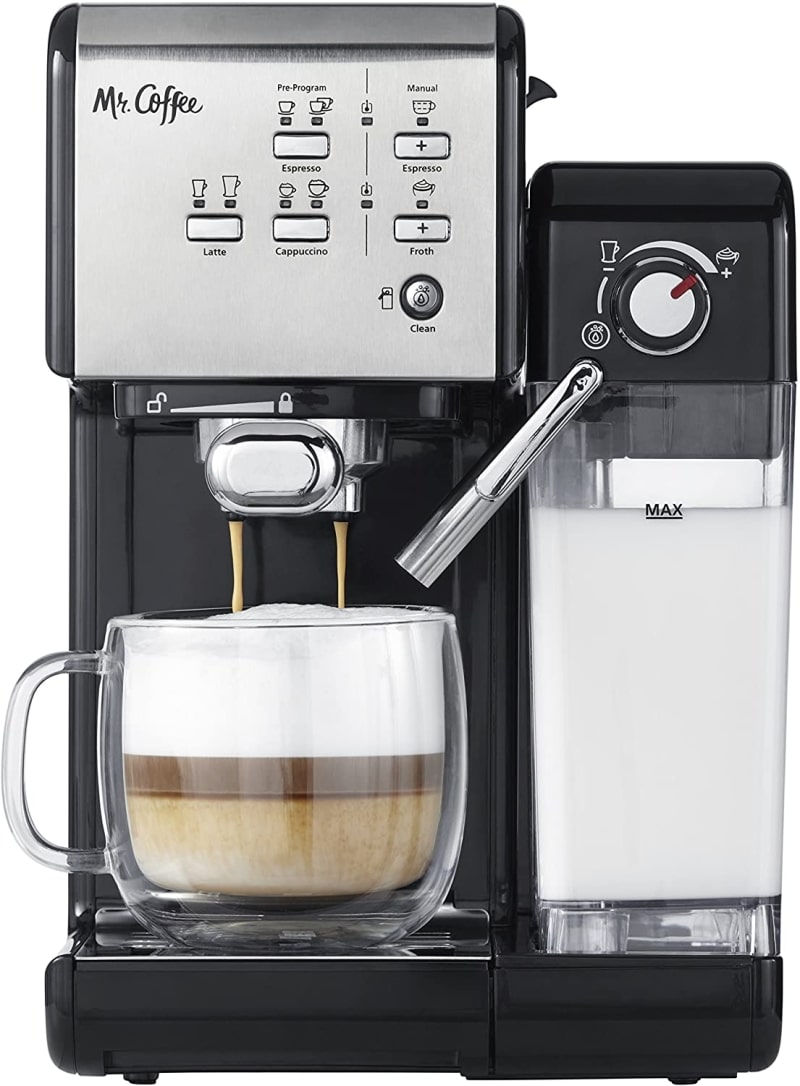 7. Mr. Coffee One-Touch Coffee House Espresso Maker and Cappuccino Machine B07CJ3CYF7 