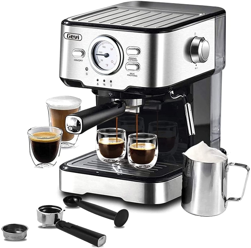 8. Gevi Espresso Machine B09712797D 15-Bar Pump Pressure
